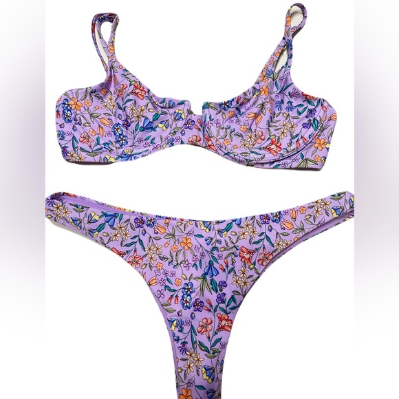 B Swim Beachfront Blooms Bikini set suit Aruba top Havana Bottom Medium $180 - Picture 1 of 8